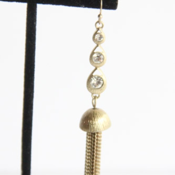 Lia Sophia Cubic Zirconia Earrings NEW Women Long Gold Tassels Jewelry - Picture 4 of 6